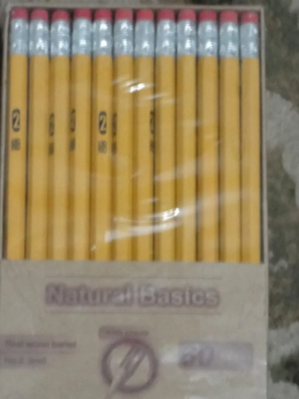 Natural Basics Pencil Yellow Barrel with Eraser 60 Count Pencil